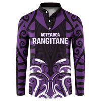 Custom Aotearoa Rangitane Button Sweatshirt Maori Pattern New Zealand - Polynesian Pride