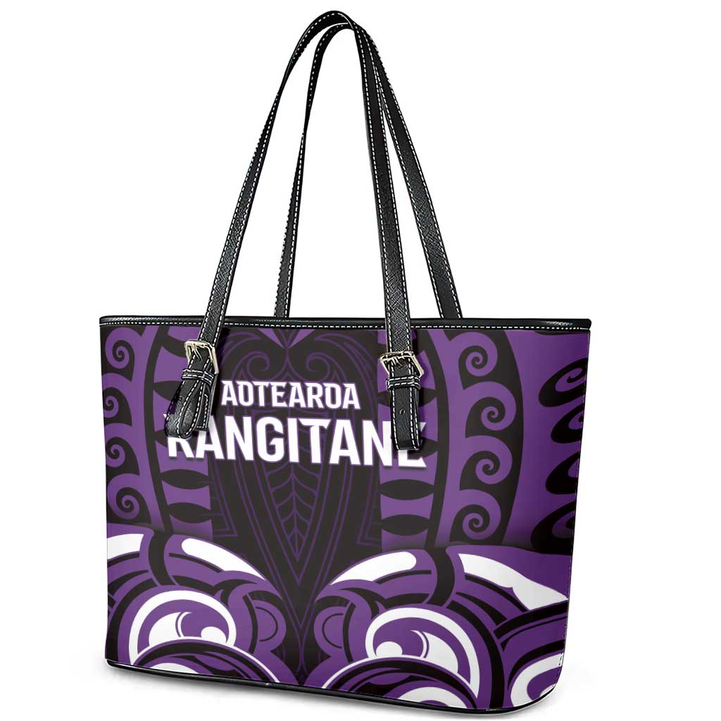 Aotearoa Rangitane Leather Tote Bag Maori Pattern New Zealand - Polynesian Pride