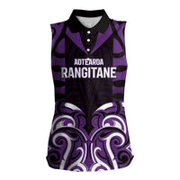 Custom Aotearoa Rangitane Women Sleeveless Polo Shirt Maori Pattern New Zealand - Polynesian Pride