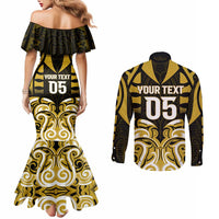 Custom Aotearoa Taranaki Couples Matching Mermaid Dress and Long Sleeve Button Shirt Maori Pattern New Zealand - Polynesian Pride