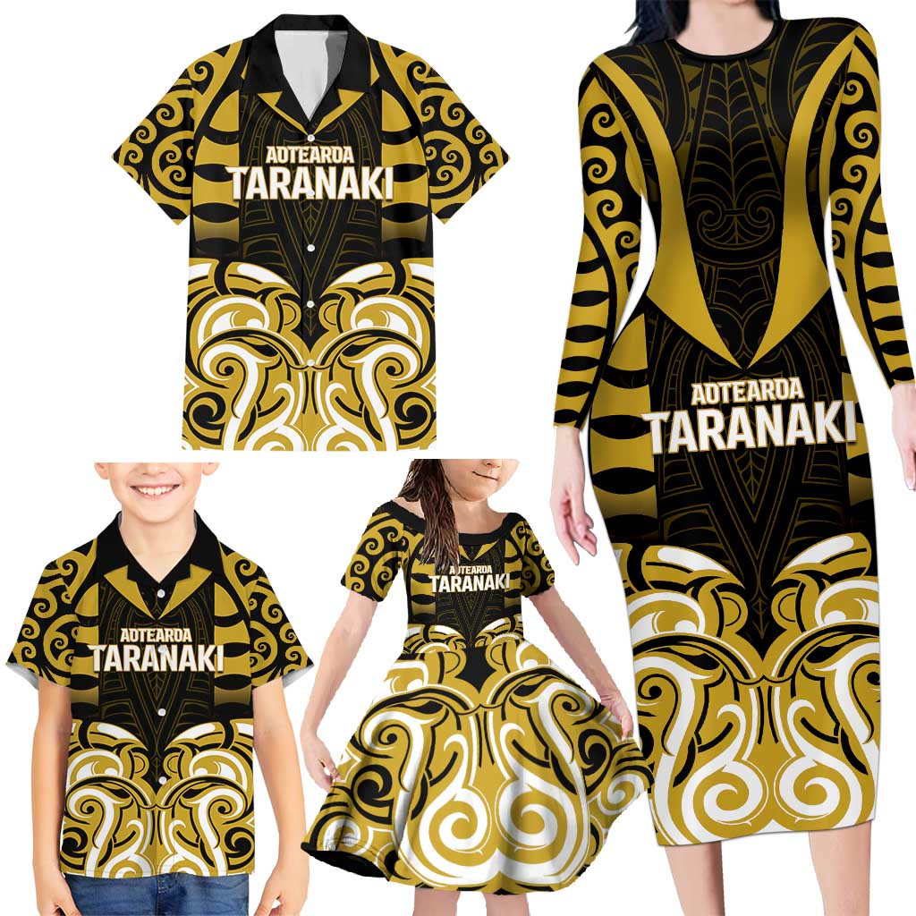 Custom Aotearoa Taranaki Family Matching Long Sleeve Bodycon Dress and Hawaiian Shirt Maori Pattern New Zealand - Polynesian Pride