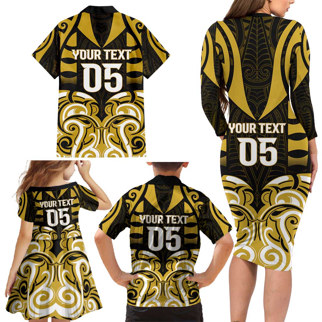 Custom Aotearoa Taranaki Family Matching Long Sleeve Bodycon Dress and Hawaiian Shirt Maori Pattern New Zealand - Polynesian Pride