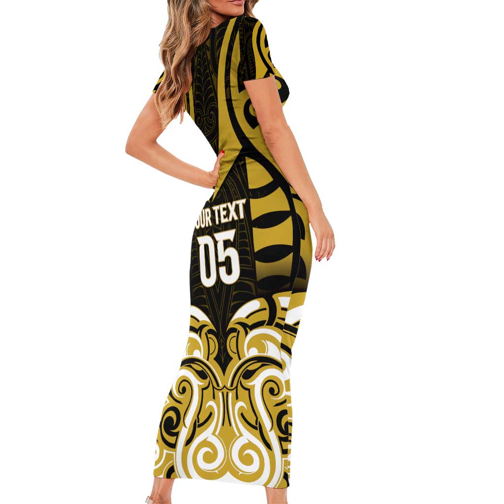 Custom Aotearoa Taranaki Family Matching Short Sleeve Bodycon Dress and Hawaiian Shirt Maori Pattern New Zealand - Polynesian Pride