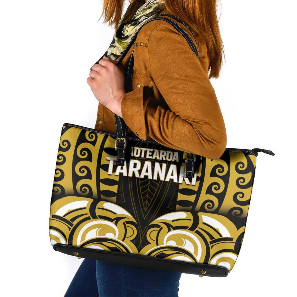 Aotearoa Taranaki Leather Tote Bag Maori Pattern New Zealand - Polynesian Pride