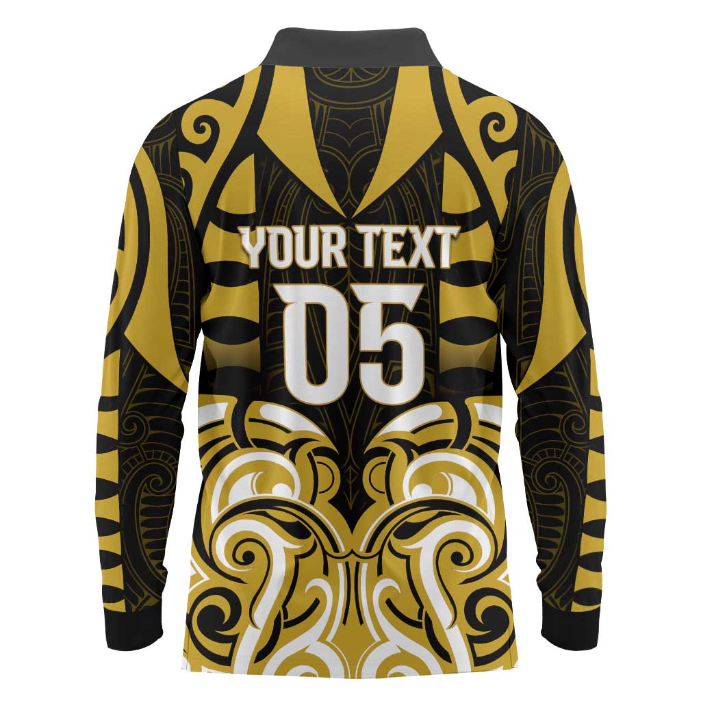 Custom Aotearoa Taranaki Long Sleeve Polo Shirt Maori Pattern New Zealand - Polynesian Pride