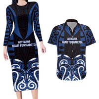 Custom Aotearoa Ngati Tuwharetoa Couples Matching Long Sleeve Bodycon Dress and Hawaiian Shirt Maori Pattern New Zealand - Polynesian Pride