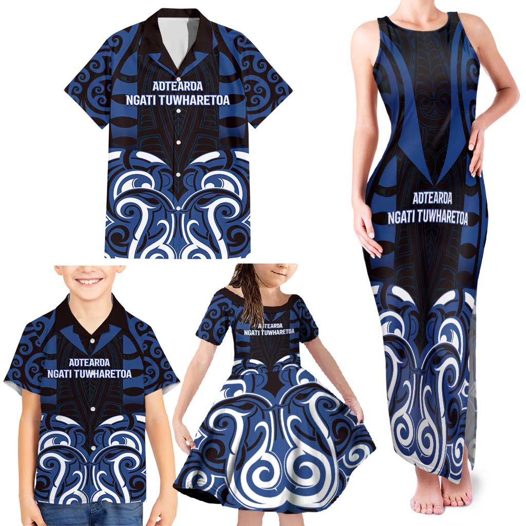 Custom Aotearoa Ngati Tuwharetoa Family Matching Tank Maxi Dress and Hawaiian Shirt Maori Pattern New Zealand - Polynesian Pride