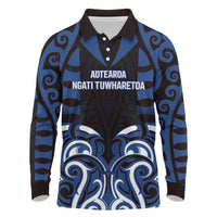 Custom Aotearoa Ngati Tuwharetoa Long Sleeve Polo Shirt Maori Pattern New Zealand - Polynesian Pride