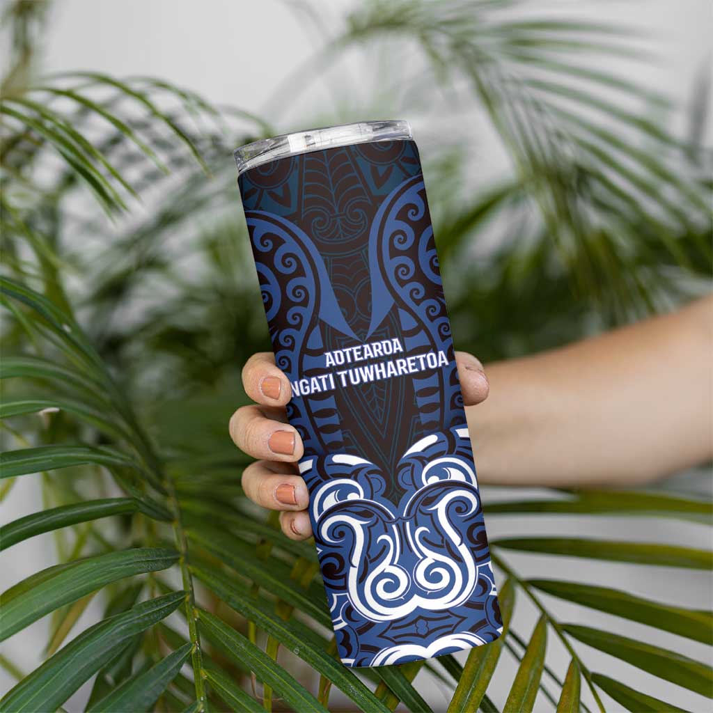 Custom Aotearoa Ngati Tuwharetoa Skinny Tumbler Maori Pattern New Zealand - Polynesian Pride