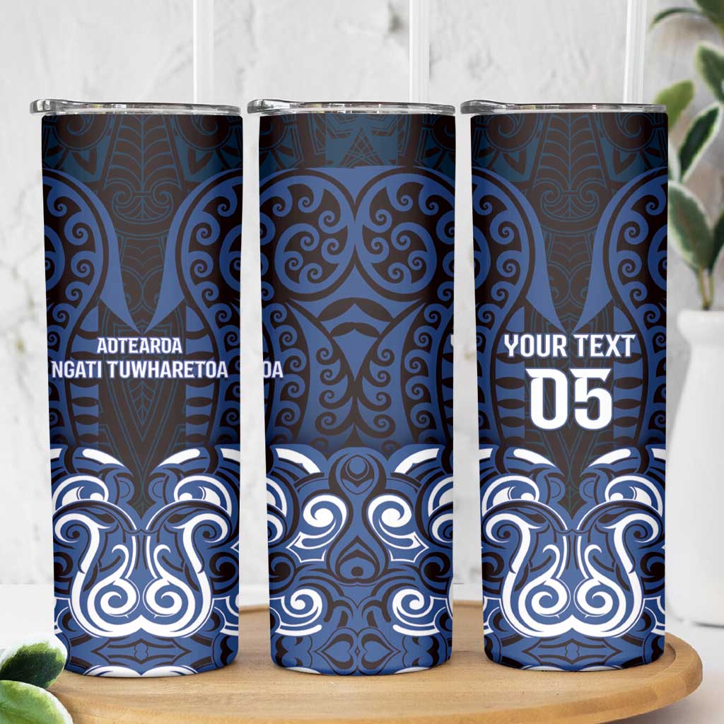 Custom Aotearoa Ngati Tuwharetoa Skinny Tumbler Maori Pattern New Zealand - Polynesian Pride