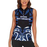 Custom Aotearoa Ngati Tuwharetoa Women Sleeveless Polo Shirt Maori Pattern New Zealand - Polynesian Pride