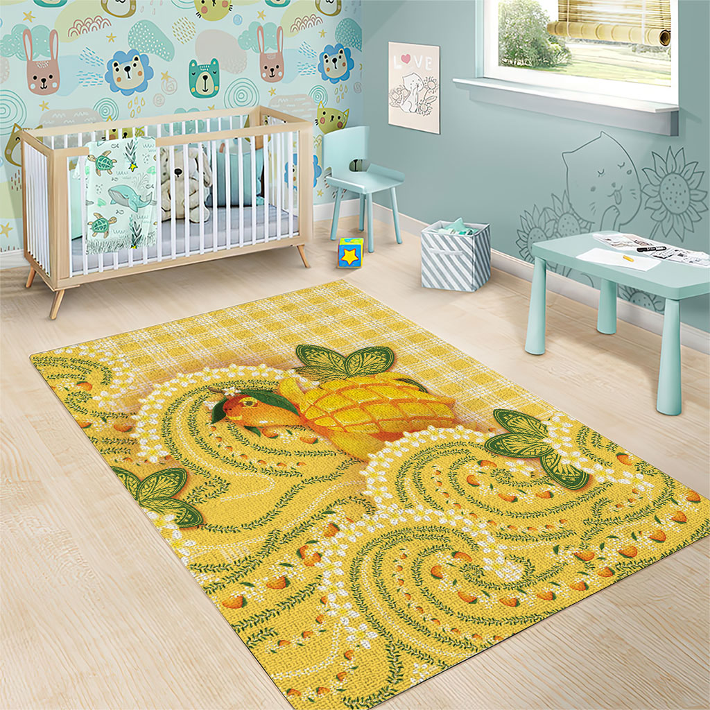 Hawaii Palaka Area Rug Cute Ripe Mango Turtle On The Waves DT05 - Polynesian Pride