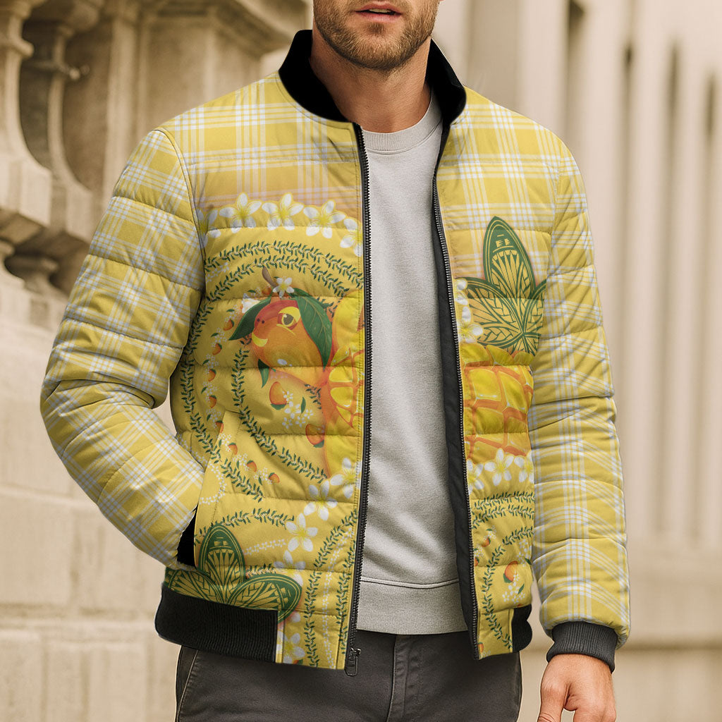 Hawaii Palaka Bomber Puffer Jacket Cute Ripe Mango Turtle On The Waves