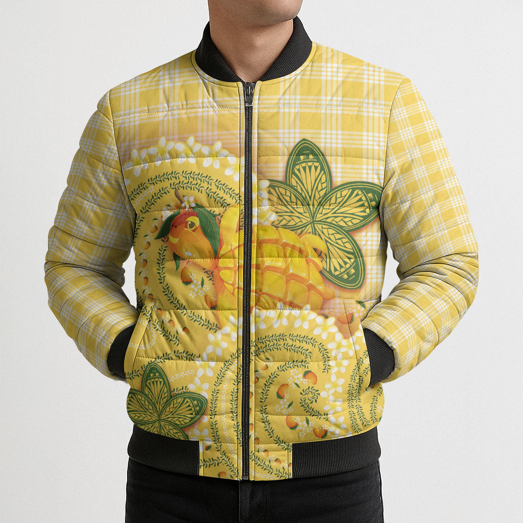 Hawaii Palaka Bomber Puffer Jacket Cute Ripe Mango Turtle On The Waves