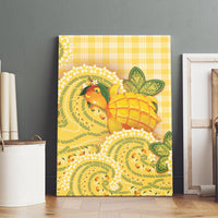 Hawaii Palaka Canvas Wall Art Cute Ripe Mango Turtle On The Waves DT05 - Polynesian Pride