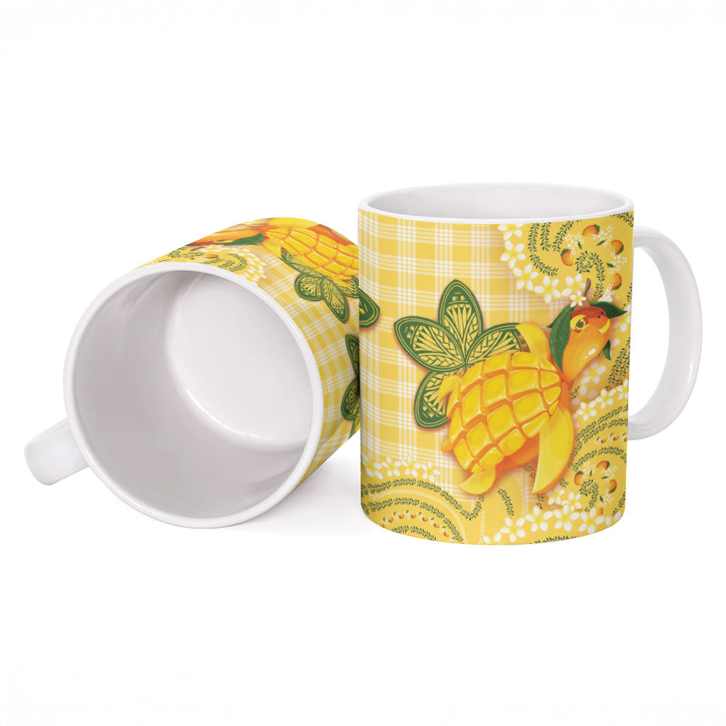 Hawaii Palaka Ceramic Mug Cute Ripe Mango Turtle On The Waves