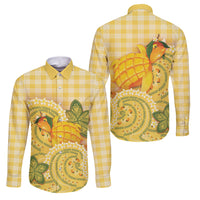 Hawaii Palaka Family Matching Long Sleeve Bodycon Dress and Hawaiian Shirt Cute Ripe Mango Turtle On The Waves DT05 Dad's Shirt - Long Sleeve Yellow - Polynesian Pride