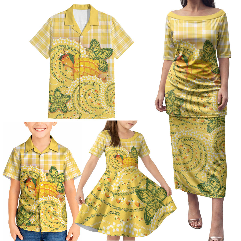 Hawaii Palaka Family Matching Puletasi and Hawaiian Shirt Cute Ripe Mango Turtle On The Waves DT05 - Polynesian Pride
