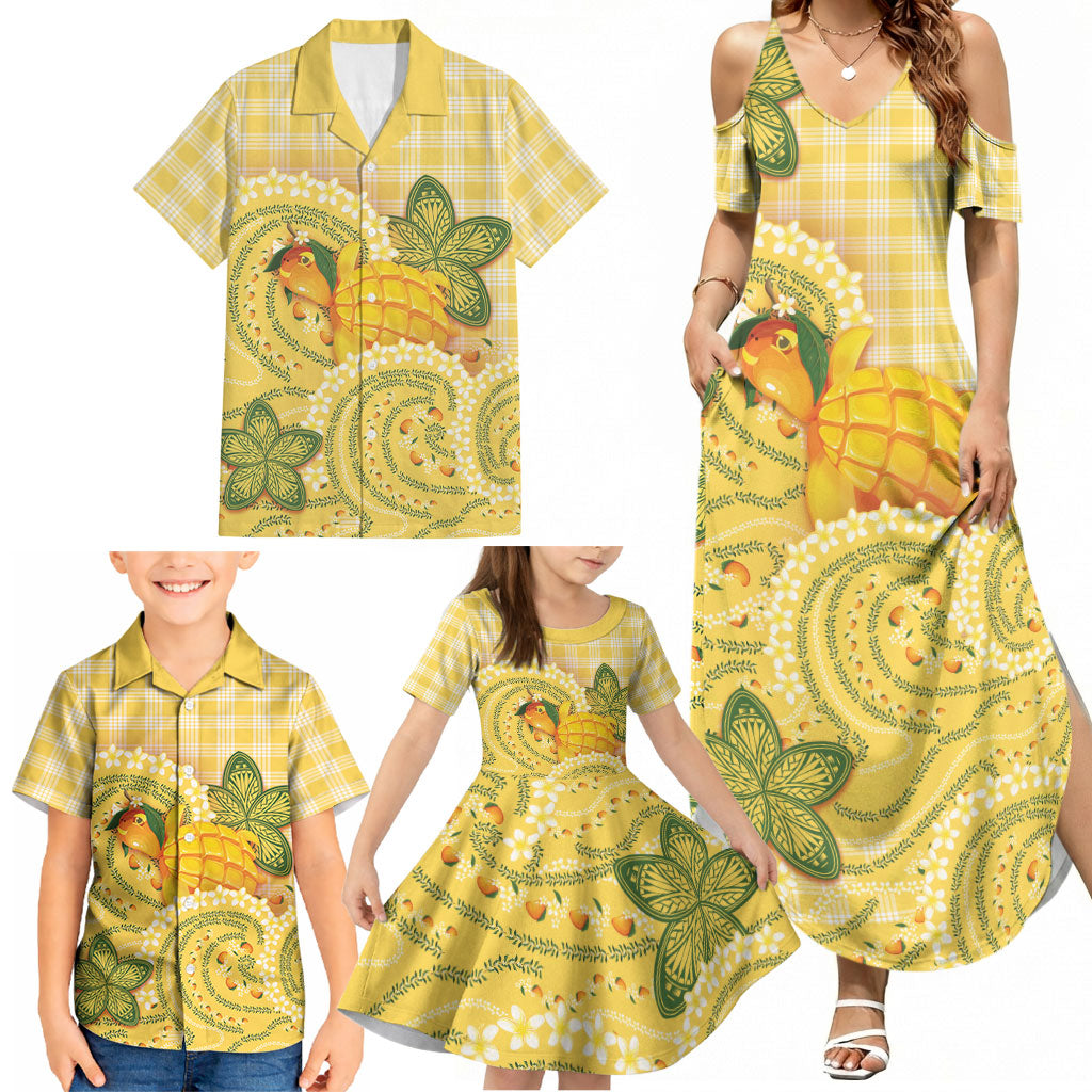 Hawaii Palaka Family Matching Summer Maxi Dress and Hawaiian Shirt Cute Ripe Mango Turtle On The Waves DT05 - Polynesian Pride