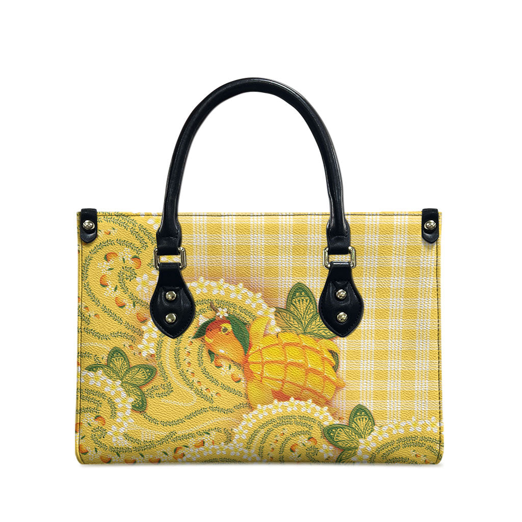 Hawaii Palaka Leather Bag Cute Ripe Mango Turtle On The Waves DT05 - Polynesian Pride