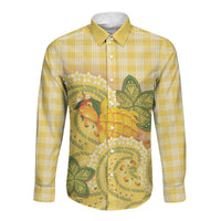 Hawaii Palaka Long Sleeve Button Shirt Cute Ripe Mango Turtle On The Waves DT05 Unisex Yellow - Polynesian Pride
