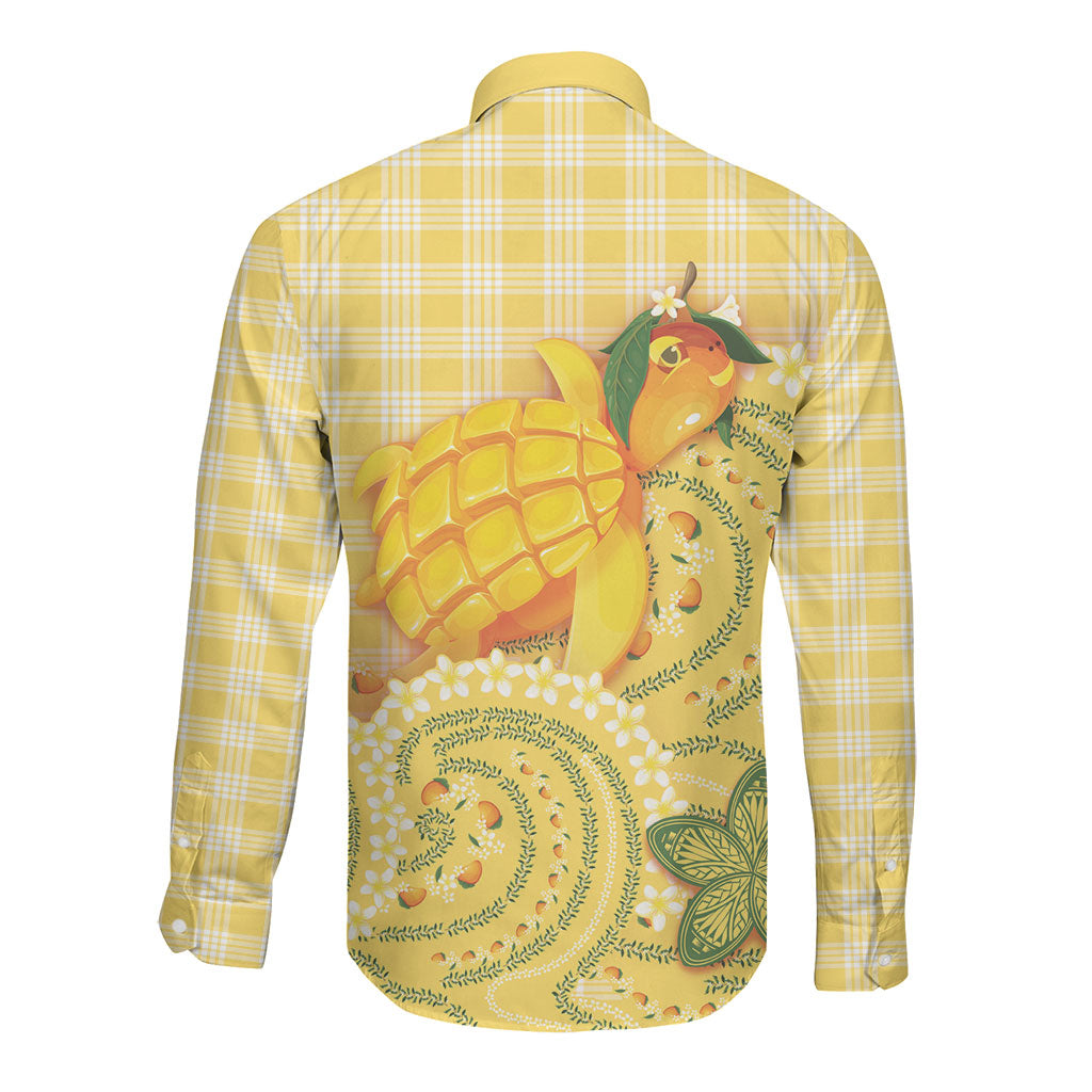 Hawaii Palaka Long Sleeve Button Shirt Cute Ripe Mango Turtle On The Waves DT05 - Polynesian Pride