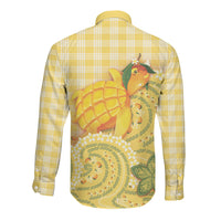 Hawaii Palaka Long Sleeve Button Shirt Cute Ripe Mango Turtle On The Waves DT05 - Polynesian Pride