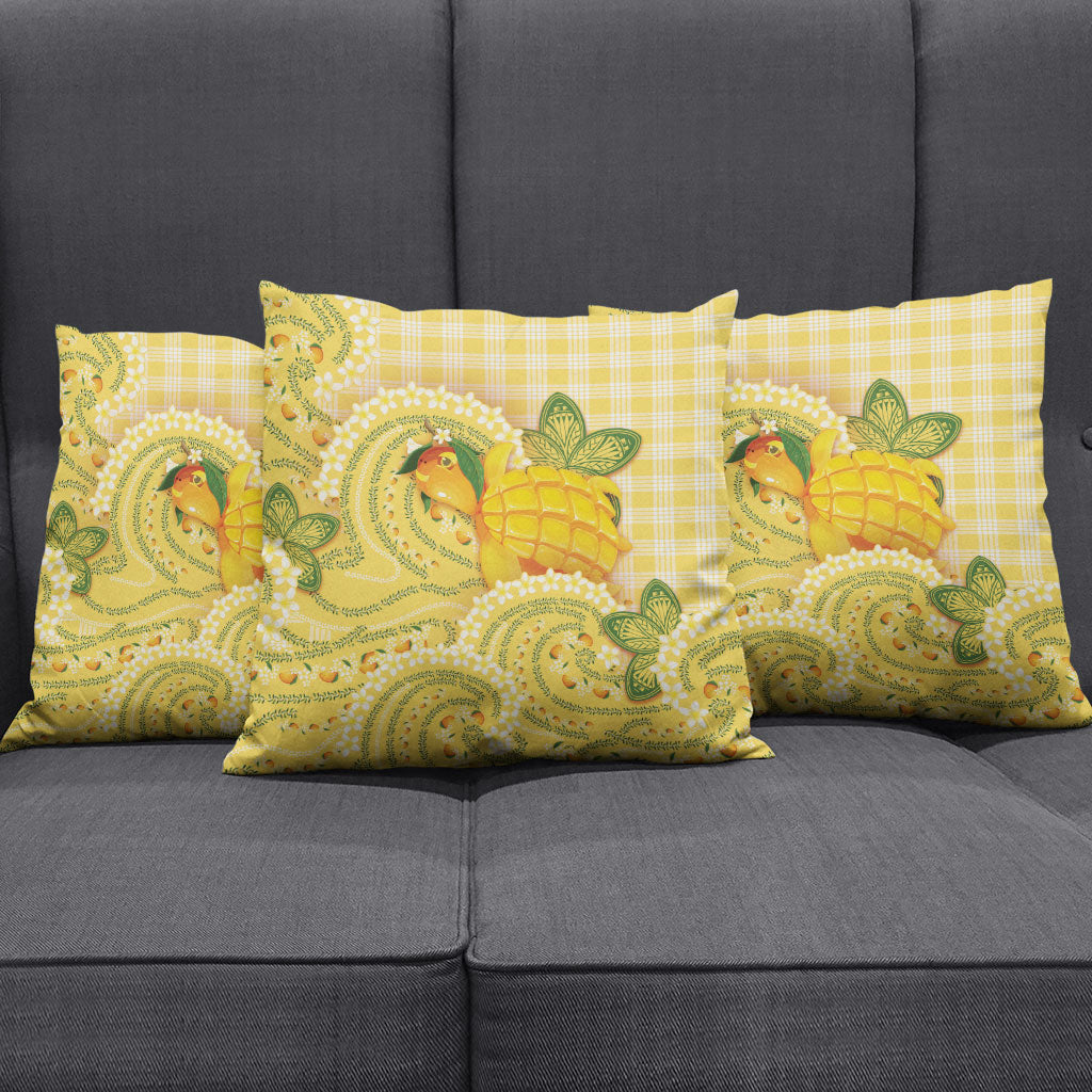 Hawaii Palaka Pillow Cover Cute Ripe Mango Turtle On The Waves