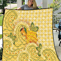 Hawaii Palaka Quilt Cute Ripe Mango Turtle On The Waves DT05 Yellow - Polynesian Pride