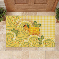 Hawaii Palaka Rubber Doormat Cute Ripe Mango Turtle On The Waves DT05 Yellow - Polynesian Pride