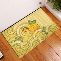 Hawaii Palaka Rubber Doormat Cute Ripe Mango Turtle On The Waves DT05 - Polynesian Pride
