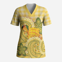 Hawaii Palaka Scrub Top Cute Ripe Mango Turtle On The Waves DT05 Adult Yellow - Polynesian Pride