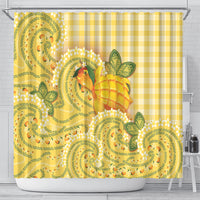 Hawaii Palaka Shower Curtain Cute Ripe Mango Turtle On The Waves DT05 - Polynesian Pride