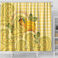 Hawaii Palaka Shower Curtain Cute Ripe Mango Turtle On The Waves DT05 - Polynesian Pride