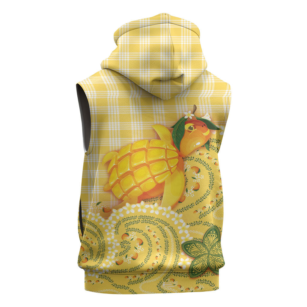 Hawaii Palaka Sleeveless Zip Hoodie Cute Ripe Mango Turtle On The Waves DT05 - Polynesian Pride