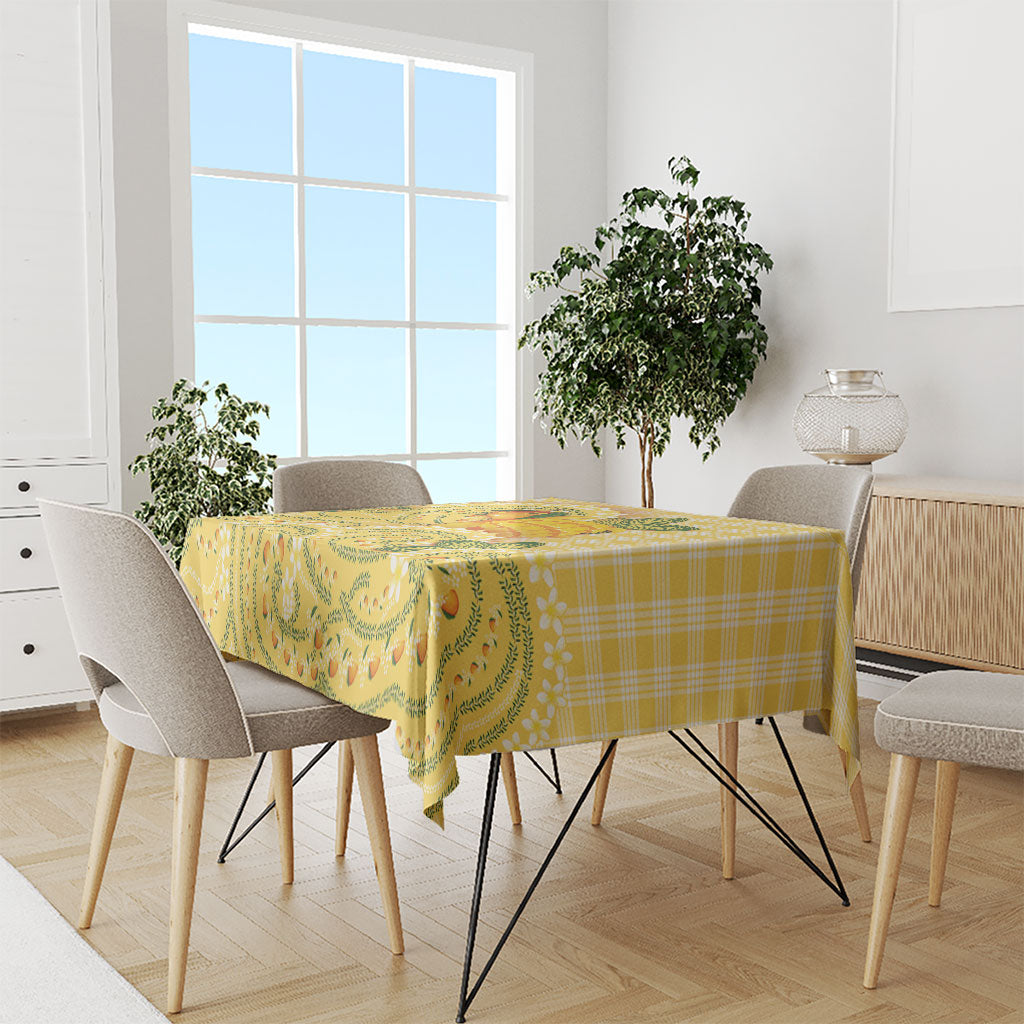 Hawaii Palaka Tablecloth Cute Ripe Mango Turtle On The Waves DT05 - Polynesian Pride