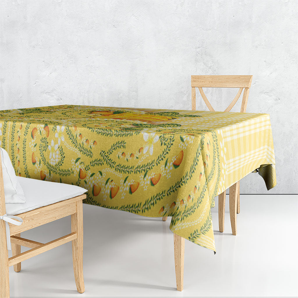 Hawaii Palaka Tablecloth Cute Ripe Mango Turtle On The Waves DT05 - Polynesian Pride