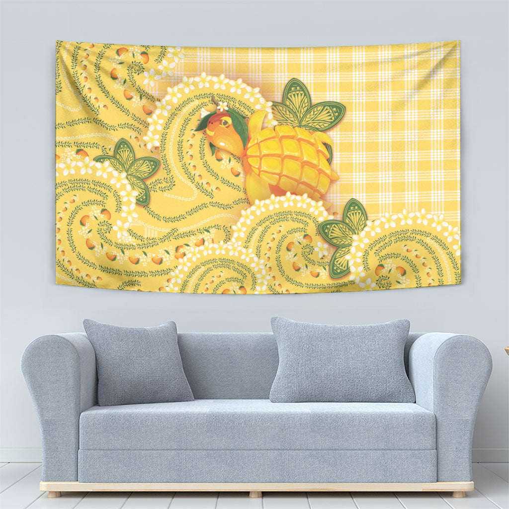 Hawaii Palaka Tapestry Cute Ripe Mango Turtle On The Waves DT05 - Polynesian Pride