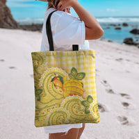 Hawaii Palaka Tote Bag Cute Ripe Mango Turtle On The Waves DT05 - Polynesian Pride
