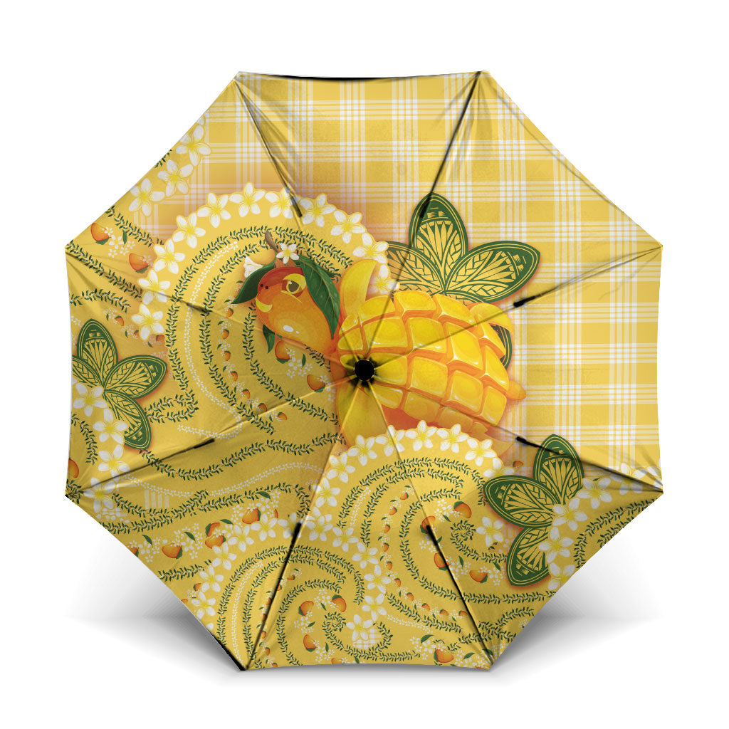 Hawaii Palaka Umbrella Cute Ripe Mango Turtle On The Waves DT05 One Size Folded 11.42 inch Opened Diameter 37.4 inch Yellow - Polynesian Pride