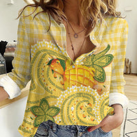 Hawaii Palaka Women Casual Shirt Cute Ripe Mango Turtle On The Waves