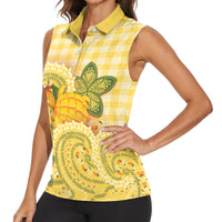 Hawaii Palaka Women Sleeveless Polo Shirt Cute Ripe Mango Turtle On The Waves DT05 - Polynesian Pride