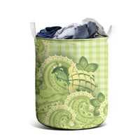 Hawaii Palaka Laundry Basket Cute Green Mango Turtle On The Waves DT05 - Polynesian Pride
