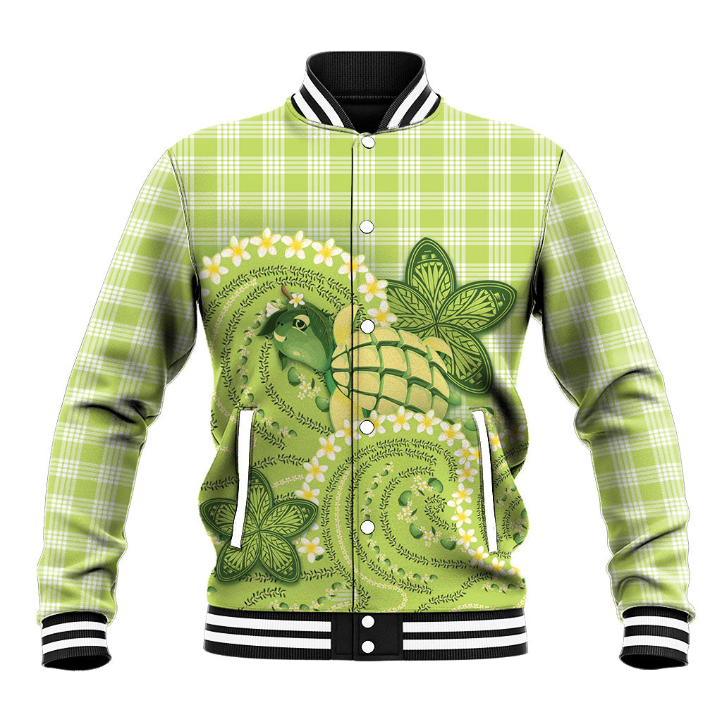 Hawaii Palaka Baseball Jacket Cute Green Mango Turtle On The Waves DT05 Unisex Green - Polynesian Pride