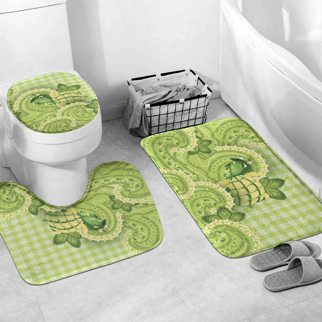 Hawaii Palaka Bathroom Set Cute Green Mango Turtle On The Waves DT05 Mat Set Only (3 pcs) One Size Green - Polynesian Pride