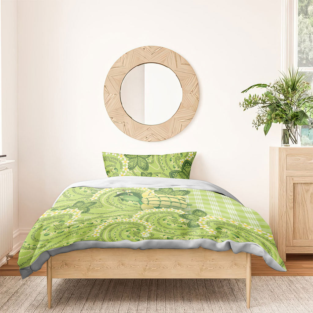 Hawaii Palaka Bedding Set Cute Green Mango Turtle On The Waves DT05 - Polynesian Pride