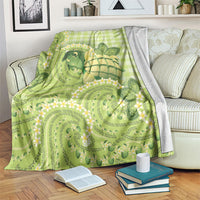 Hawaii Palaka Blanket Cute Green Mango Turtle On The Waves DT05 Green - Polynesian Pride