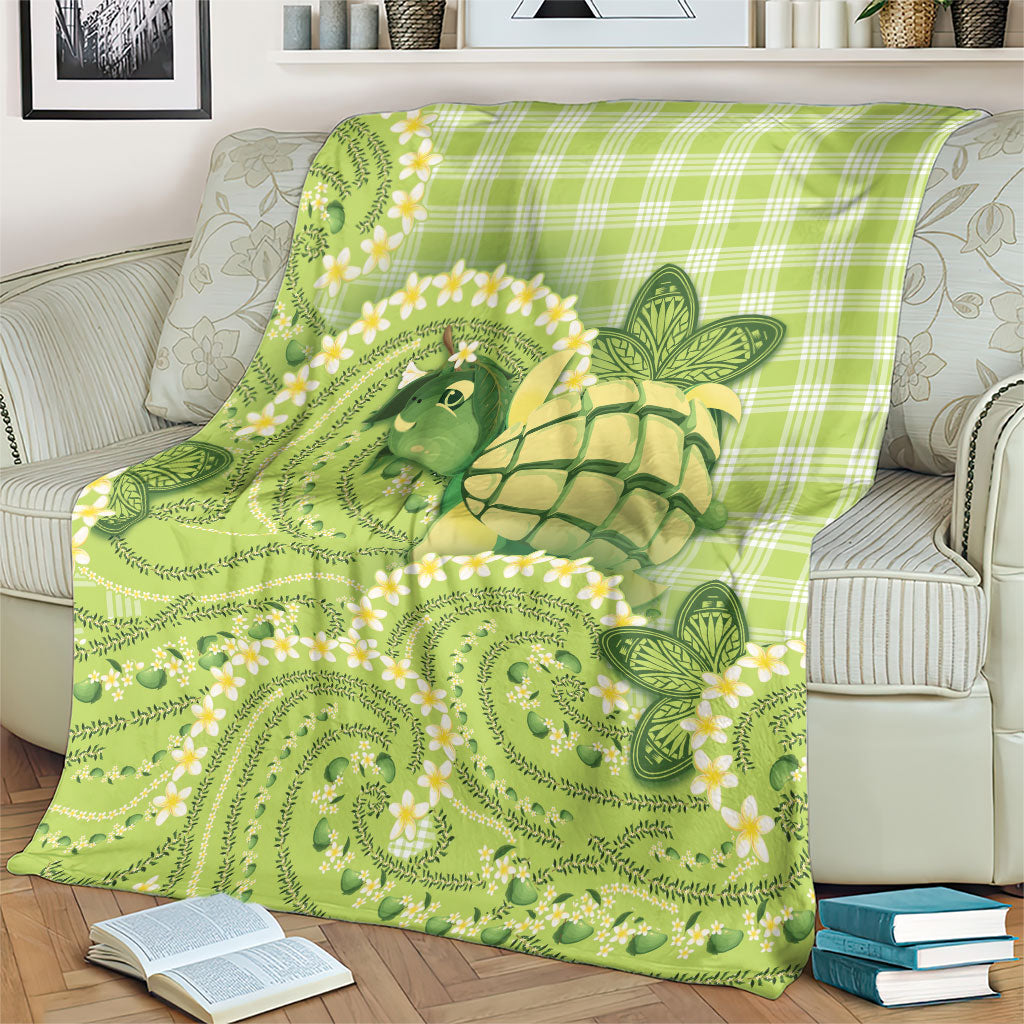 Hawaii Palaka Blanket Cute Green Mango Turtle On The Waves DT05 - Polynesian Pride
