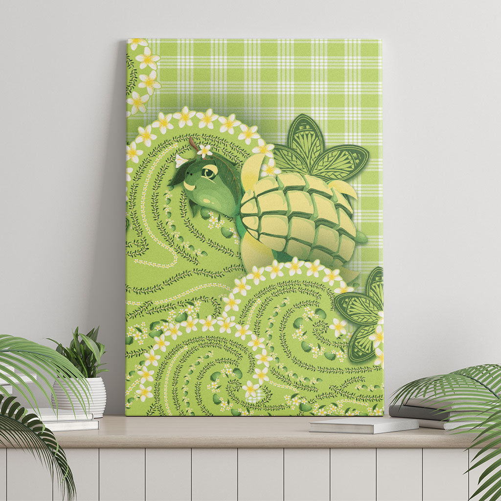 Hawaii Palaka Canvas Wall Art Cute Green Mango Turtle On The Waves DT05 - Polynesian Pride