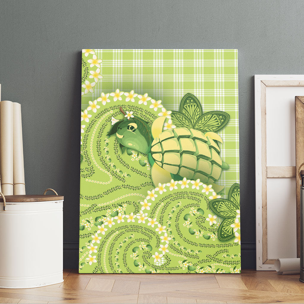 Hawaii Palaka Canvas Wall Art Cute Green Mango Turtle On The Waves DT05 - Polynesian Pride